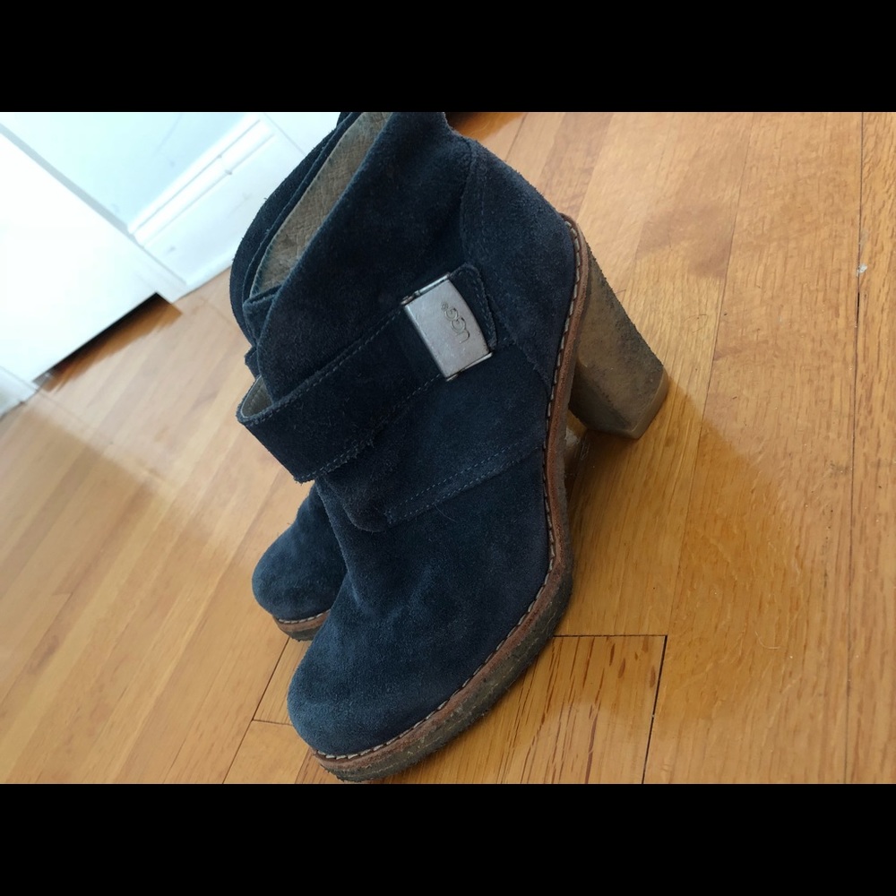 Ugg fur lined ankle heeled boots